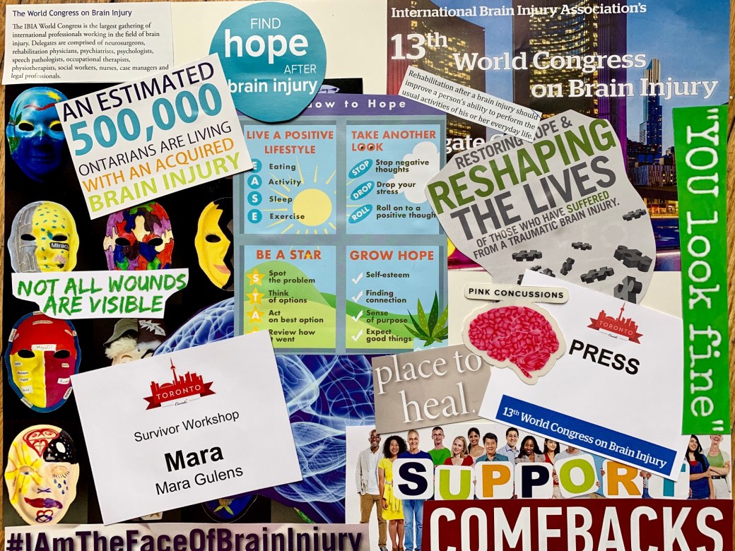 Collage of papers collected at the conference.